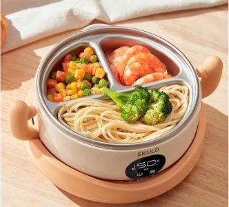Bát ăn dặm giữ nhiệt chia ngăn SKULD K8MAX tích điện, khử khuẩn UV, chống nước IPX7